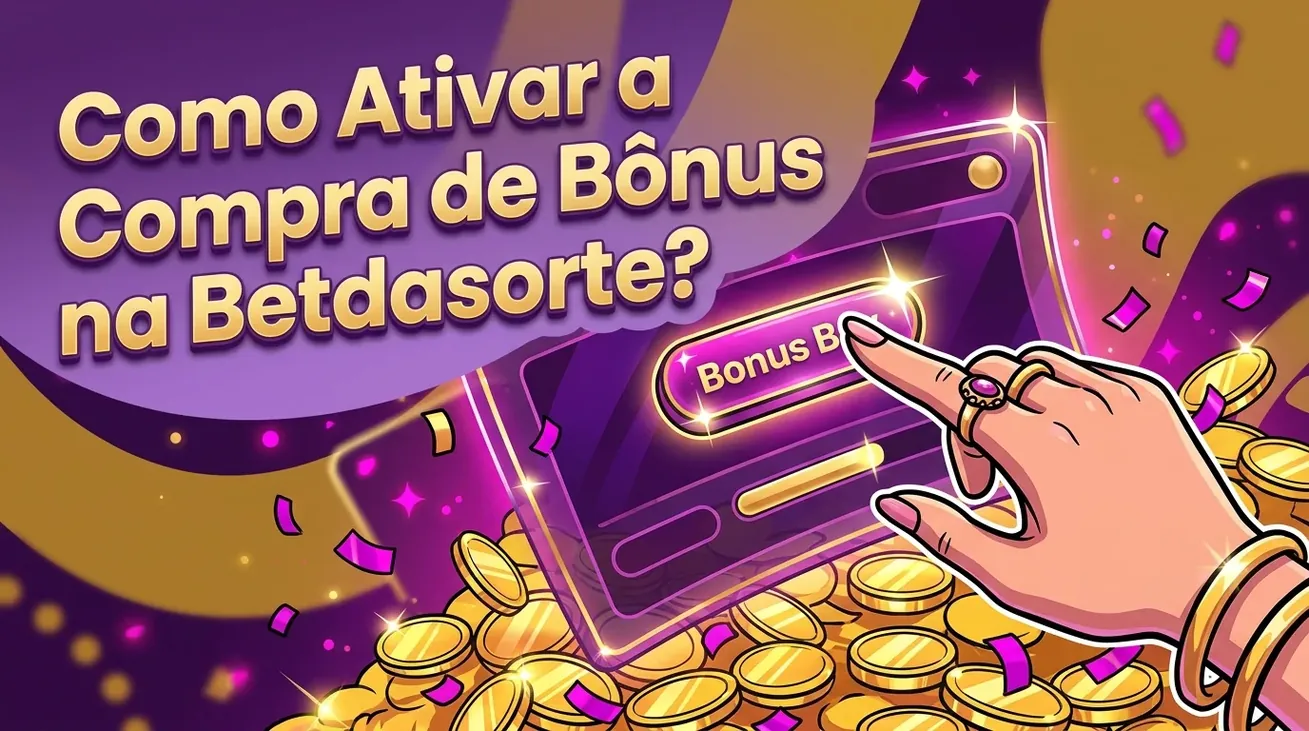 Mão ativando botão de 'Bonus Buy' entre moedas brilhantes.